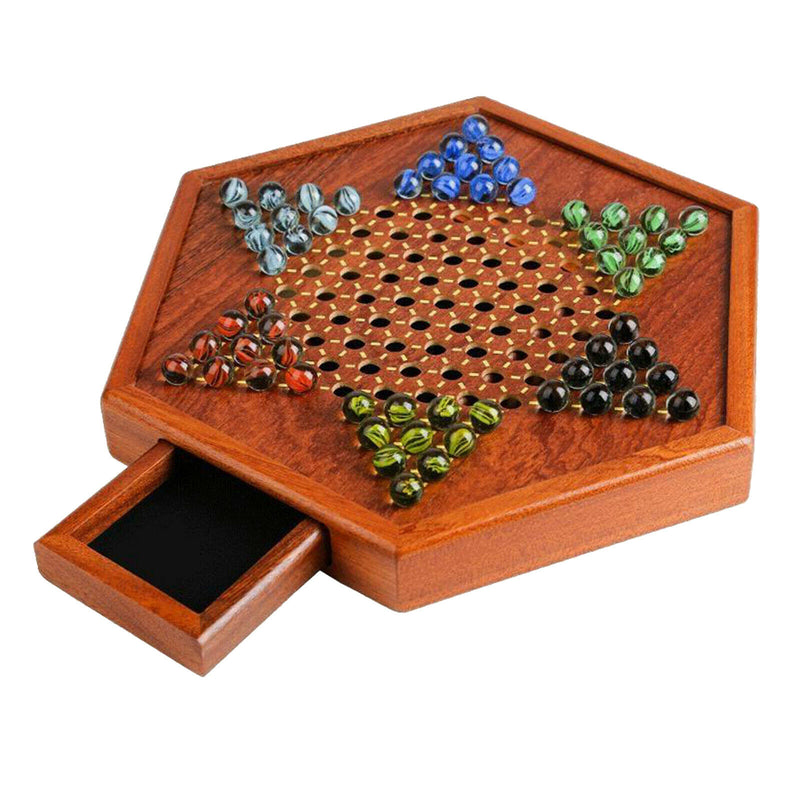 Classic Wooden Chinese Checkers Glass Beads Family Fun Collection Multiplayer