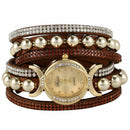 Duoya Luxury Brand Women Rhinestone Leather Wrist Ladies Quartz-Watch Casua