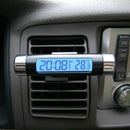 2 in 1 Blue Backlight Digital LCD Car Air Outlet Clip-on Clock Thermometer