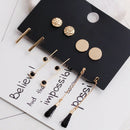 5 Pairs/Set Fashion Tassel Round Stud Earrings Set For Women Trendy Mixed B