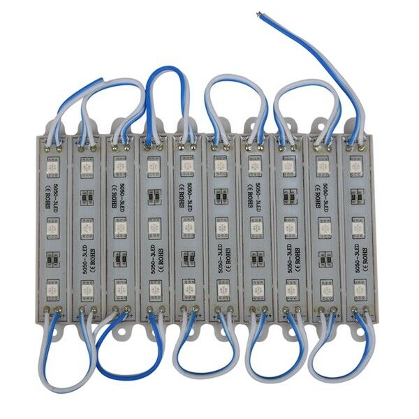 1*10pcs 5050 SMD 3 LED Module LED Strip String Light Waterproof DC 12V blue C5J1