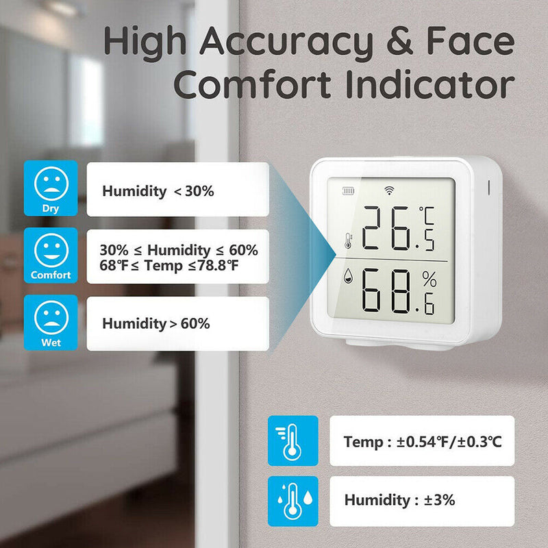 WiFi Temperature Humidity Detector APP Phone Remote 2.4GHz Air Quality Analyzer