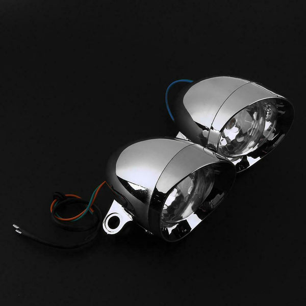 1 Pair Universal Retro Bullet Shape DC 12V Motorcycle Fog Lamps Headlights