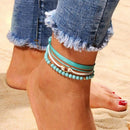 3Pcs/Set Bohemia Beads Multi-Layers Anklet For Women Foot Leg Chain Ankle B