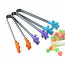 4 pcs Stainless Steel Food Clip Hanging Hand Silicone Tongs Vegetable Fruit M6G2