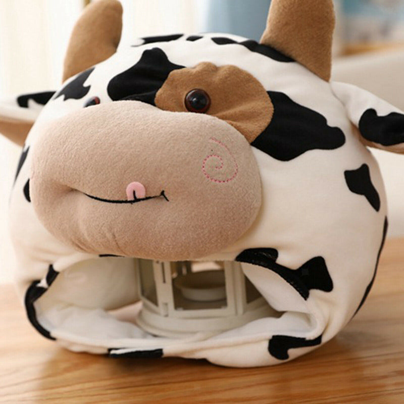 Cute Girl Hat Plush Cow Animal Themed Hat Cap Head Warmer Photo Supplies Props