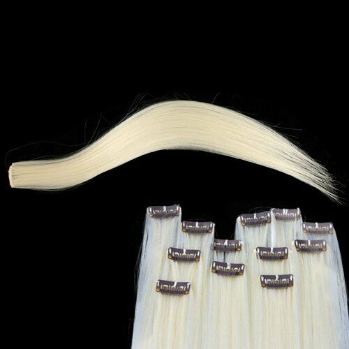 12 Pieces Blonde Straight Clip in Hair Weft Extensions U8D6