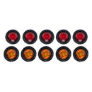 Round 3 LED Trailer Side Marker Light w/Heat Shrink Tubes 5x Amber + 5x Red