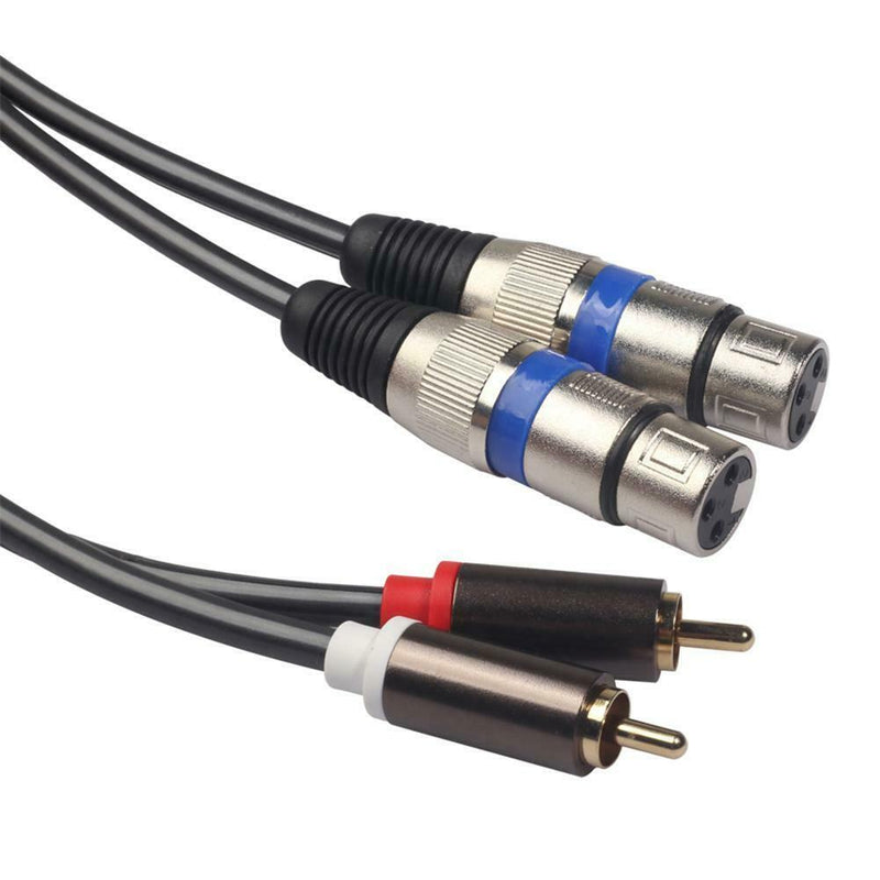 1.5m 4.9ft Copper Dual XLR Female to Dual RCA Male Audio Signal Patch Cable SN9F
