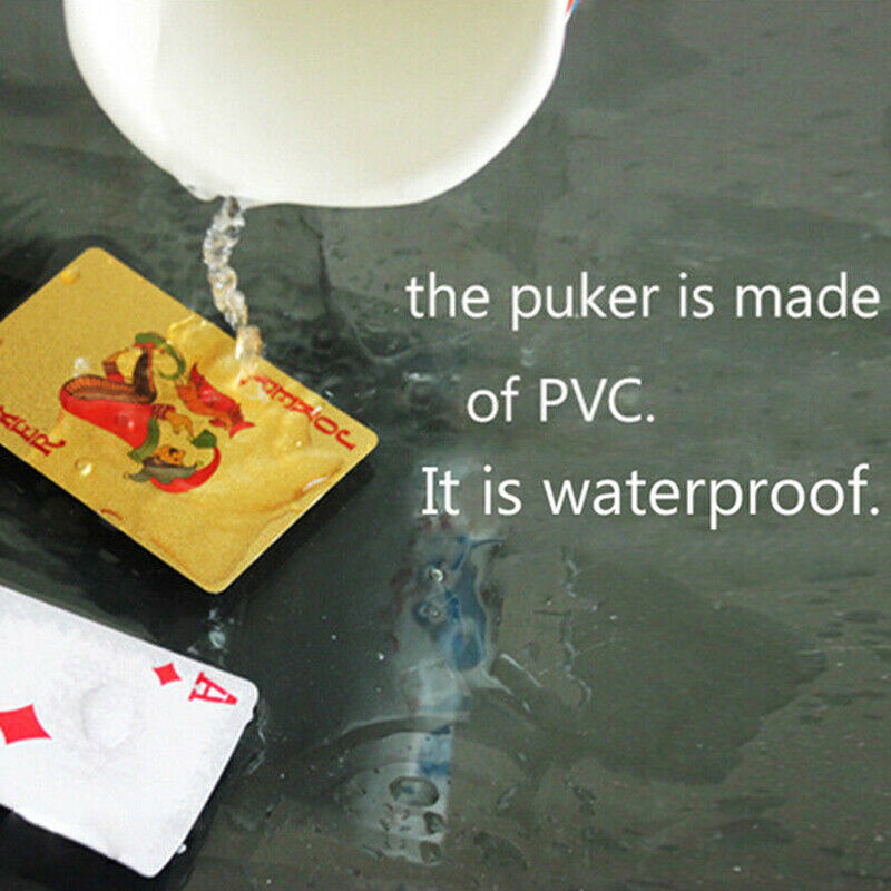 Waterproof Plastic Play Cards Poker Deck Magic Card Pvc Black Foil Golden Set