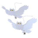 2 Pieces Reflective Flash Flying Owl Decoy Statue with Bell, Hanging Realistic