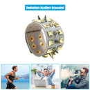 Punk Style Bracelet Cowhide Leather Rivet Cuff Bangle Men Jewelry (Grey) A