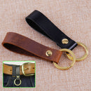2X Men Leather Strap Copper Loop Key Chain Ring Keychain Keyring Key Easy Carry