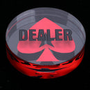 Crystal Dealer Poker Buttons - Transparent with Black Words, HEART Pattern