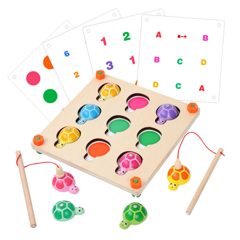 Wooden Magnetic Turtle Fishing Turtle Memory Chess Game Education Tools for