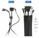 1X Neoprene Cable Zipper Management Sleeve Wrap Wire Hider Cover Organizer Black