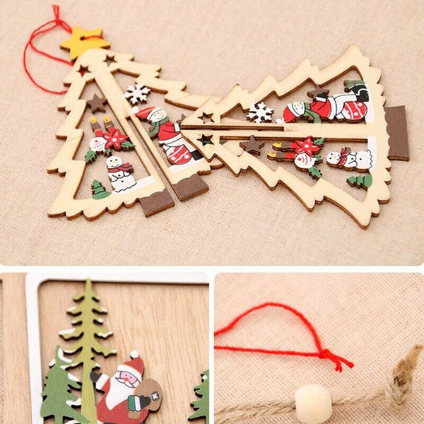Christmas Tree Hanging Ornaments Decorations Wooden Hanging Tags Pendant Or