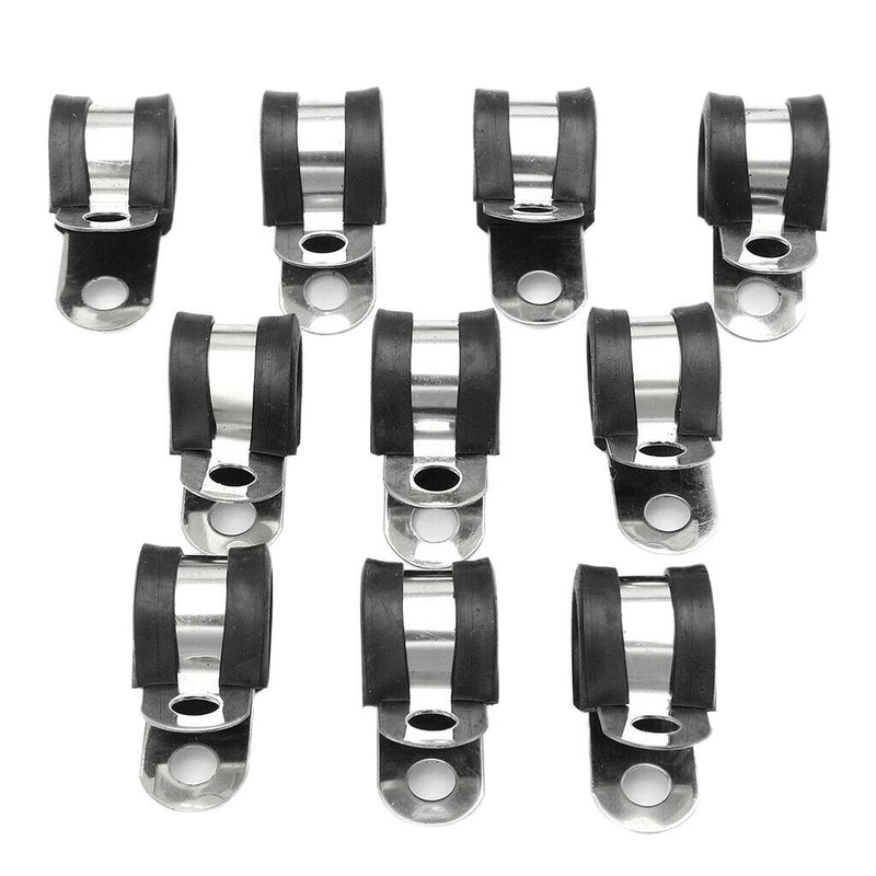 10Pcs Insulated 13mm 1/2" P Tube Clips Hose Pipe Line Clamp P Type 13 x36mm