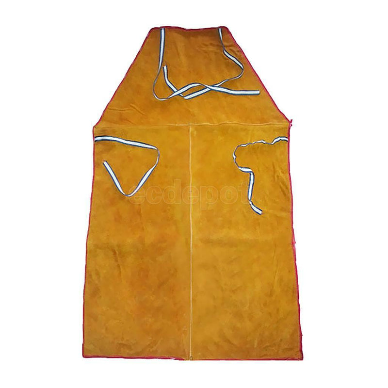 Welder Apron Heat Insulation Cowhide Leather +1 Pair Yellow Welding Gloves