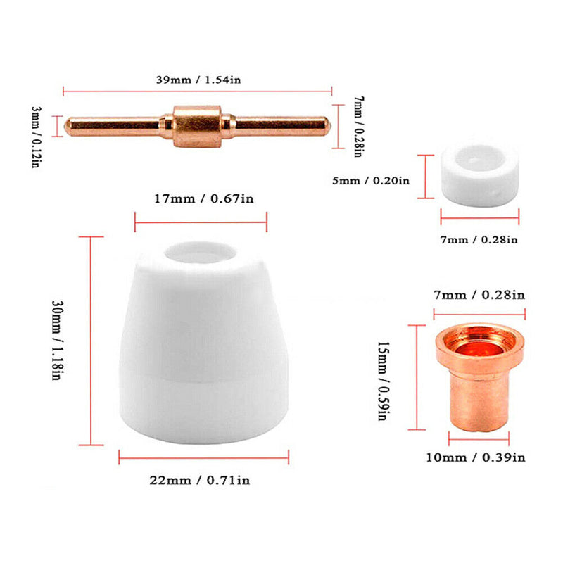 40pcs/set PT-31 Extended Cutting Electrode Plasma Cutter Consumables Tip Nozzle