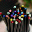12PCS Black Wood HB Pencil With Colorful Diamond School Writing Pencils K0R W3P5