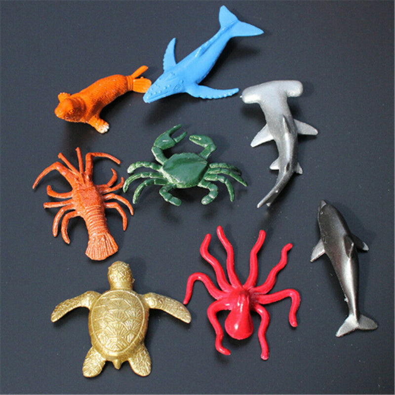 8PCS Plastic Sea Marine Animal Figures Ocean Creatures Shark Whale Kids Toy3C