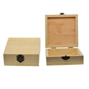2x Square Wooden Jewelry Box Unfinished Wood Trinket Box w/Lid 12x12x5cm