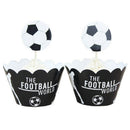 24PCS Football Soccer Cake Cupcake Toppers Wrappers Kids Birthday Party Supply Z