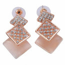Fashion Square Pink Necklace And Earrings Set Earrings With Rhinestone Wedd