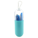 Collapsible Silicone Straw Reusable Folding Drinking Straw Blue Straight_B