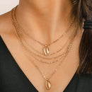 Women VintageShell Pendant Chain Boho Multilayer Necklace Charm Choker JewelryBX