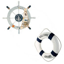 Wooden Boat Ship Wheel Fishing Nautical Beach Home Wall Hanging Room Decor