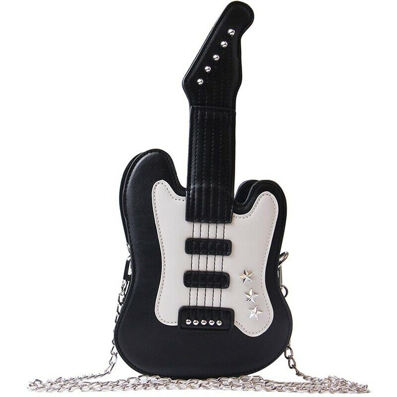 Women'S Piano Music Tote Bag Purse Cute Guitar Shape Crossbody Messenger Sh G2N8