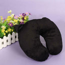 Multi-Color Cartoon U Shaped Travel Pillow Neck Support Head(Black) A