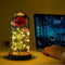 Eternal Rose Flower Red Silk Rose and LED Light with Fallen Petals in Glass K7T8