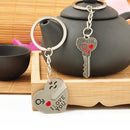 Hot NEW Key Heart Keyring Set Keychain Ring Stone Mandrel Valentines Gift 1 Pair