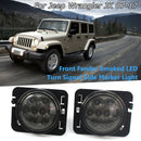 1Pair For Jeep Wrangler JK 2007-2017 LED Turn Signal Side Light Smoked Lens