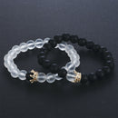 2Pcs/Set Couple King Queen Crown His And Her Friendship Natural Stone Bracelet