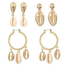 3pairs/set Bohemia Shell Dangle Ear Stud Women Drop Earrings Beach Jewelry