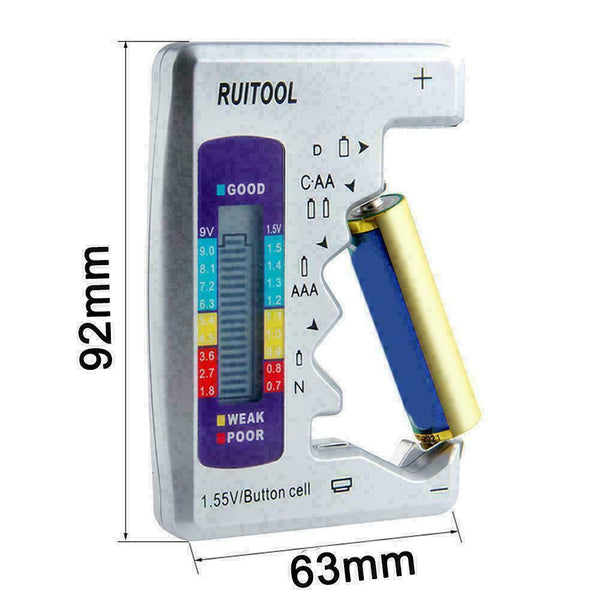 Universal Digital LCD Battery Tester Checker C D N AA 1.5V Cell 9V AAA D7U6 O4D3