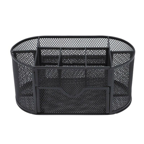 Multifunctional 9 Components Table Metal Desktop Storage Box (Black) J8N7