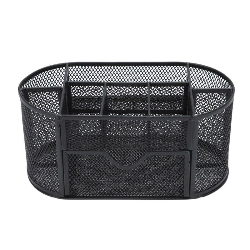 Multifunctional 9 Components Table Metal Desktop Storage Box (Black) J8N7
