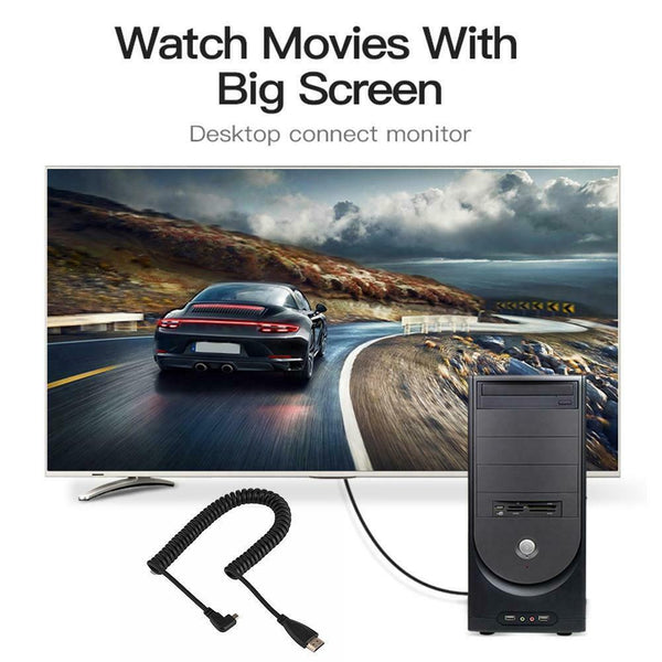 Right Angled 90 Degree Micro HDMI to HDMI Cable Telescopic Spring HDMI Wire #gib