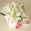 Artificial Silk Lily Home Table Vase Flower Arrangement Bridal Flower White
