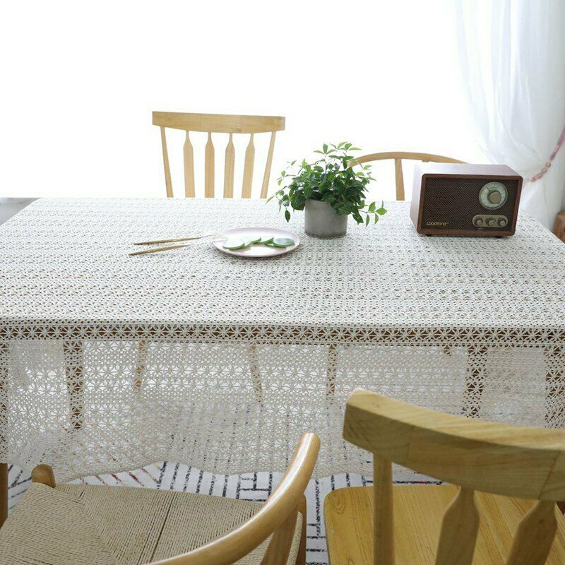 White Table Clothes For Wedding Rectangle Crochet Tables Cover Handmade Hol D5C7