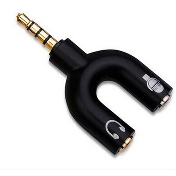 3.5mm Stereo Splitter Audio to Mic & Headset Jack Plug Adapter For Cell Phone PC