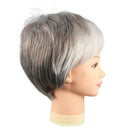 Sexy ladies short gray white mixed Natural Hair wigs + Free Wig cap w45