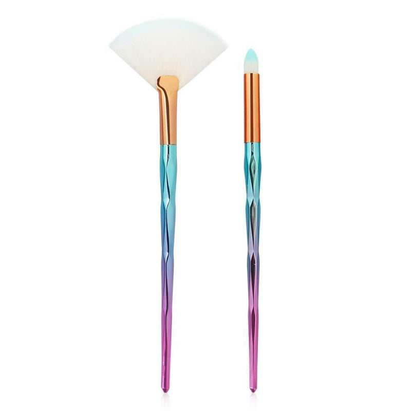 4pcs/Set Diamond Plastic Handle Face Eye Shadow Makeup Brushes (Lake Blue) A