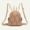 Straw Small Backpacks Women Stripe Print Shoulder School Bags (Dark Brown)