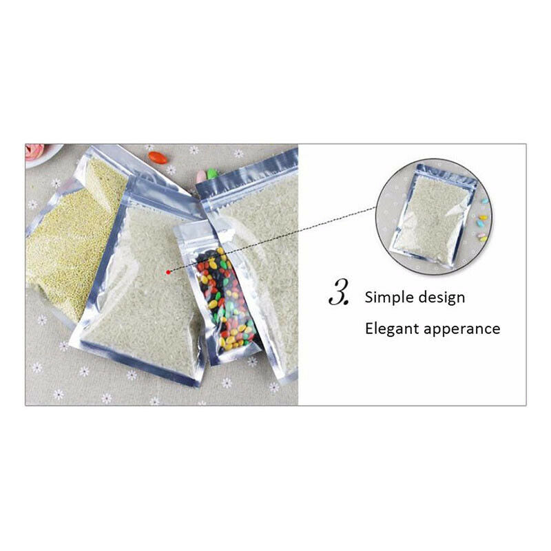 100 Pcs Clear Aluminum Foil Bag Self Seal Zipper Ziplock Packing Food Bag R U9E1